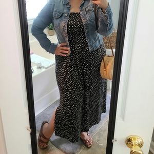 Strapless Black w/ White Pocka Dot Midi Dress